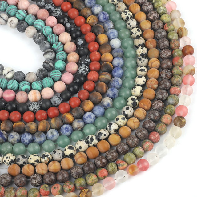 Koraliki z naturalnego kamienia: matowy lawa tygrysie oko różowy kwarc, 4-10mm, okrągłe luźne koraliki do tworzenia biżuterii DIY - bransoletki, naszyjniki - Wianko - 7