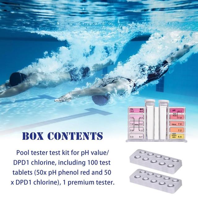 Basen zestaw testowy wartość PH/DPD1 chlor 100 Test tabletki pH wody Tester Hydrotool do badania wody - Wianko - 6