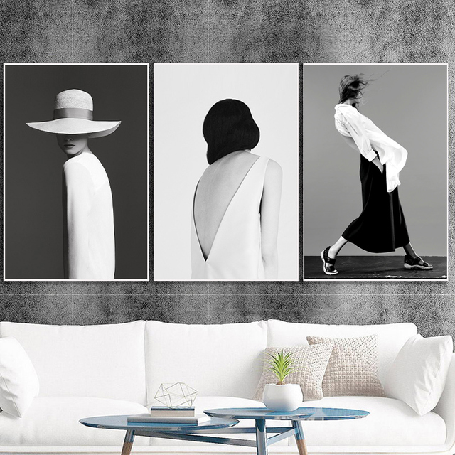 Plakat na płótnie - Skandynawska moda - Sexy kobieta - Czarno-biały - Druk - Piękna dekoracja wnętrz - Wianko - 4