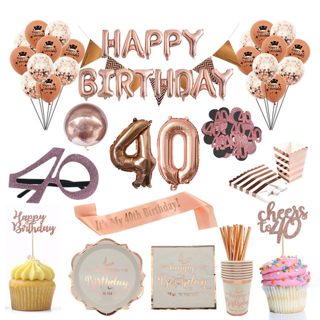 40th 50th 60th Urodzinowy Balon z Konfetti, Okulary i Wykałaczki do Ciastek z Skrzydłami dla Dorosłych - Dekoracje na Przyjęcie Urodzinowe - Wianko - 1