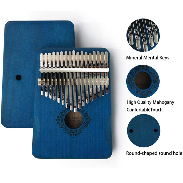 Przenośne kalimba z mahoniu - instrument muzyczny afrykański, 17 kluczyków, gra na kciuku i palcach - Wianko - 2