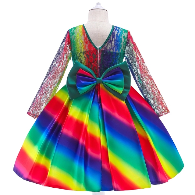 Sukienka wieczorowa w kwiaty dla dziewczynki - kolorowe ciasto, cekinowa siatka, dziecięcy Tutu Princess Dress Costume - Wianko - 51