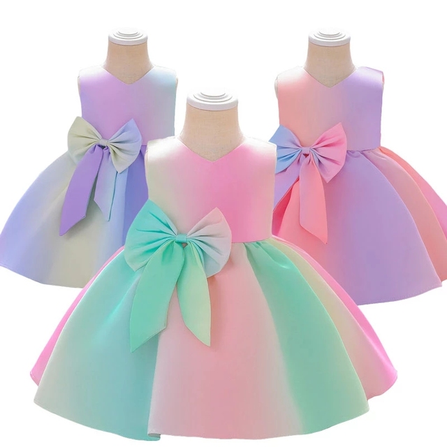 Sukienka wieczorowa w kwiaty dla dziewczynki - kolorowe ciasto, cekinowa siatka, dziecięcy Tutu Princess Dress Costume - Wianko - 52
