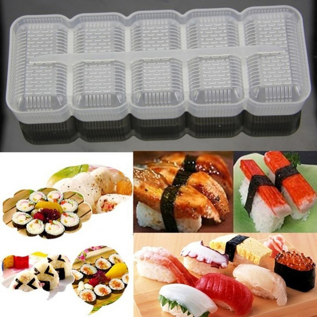 Przenośne formierki do sushi - 5 sztuk plastikowych kulek ryżowych, non-stick, Bento, sushi - Wianko - 2