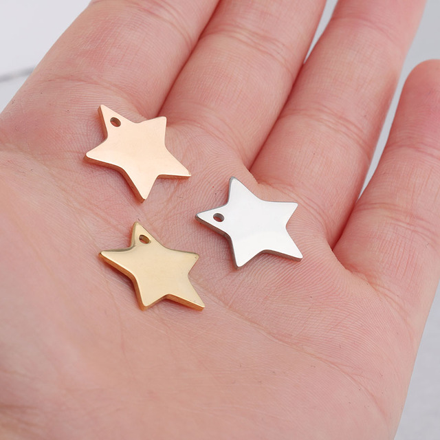 Polerowane lustrzane Star Charms: 20 sztuk pięcioramiennych gwiazd DIY ze stali nierdzewnej do biżuterii - Wianko - 7