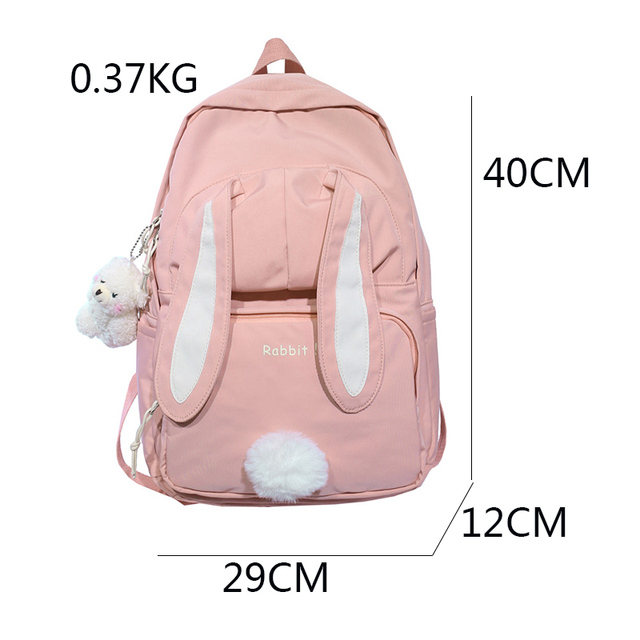 Plecak szkolny EST dziewczęcy śliczny królik różowy nylonowy dupia tornister dużej pojemności Mochila żeła[zaprzeczenie]ną Kawaii - Wianko - 1