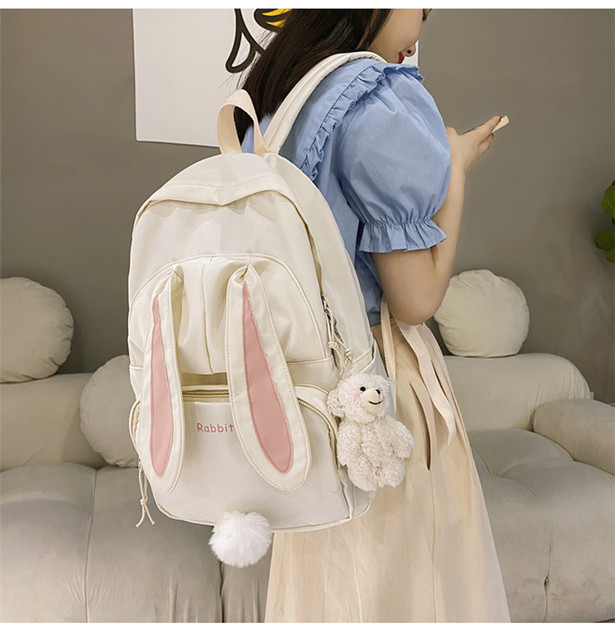 Plecak szkolny EST dziewczęcy śliczny królik różowy nylonowy dupia tornister dużej pojemności Mochila żeła[zaprzeczenie]ną Kawaii - Wianko - 5