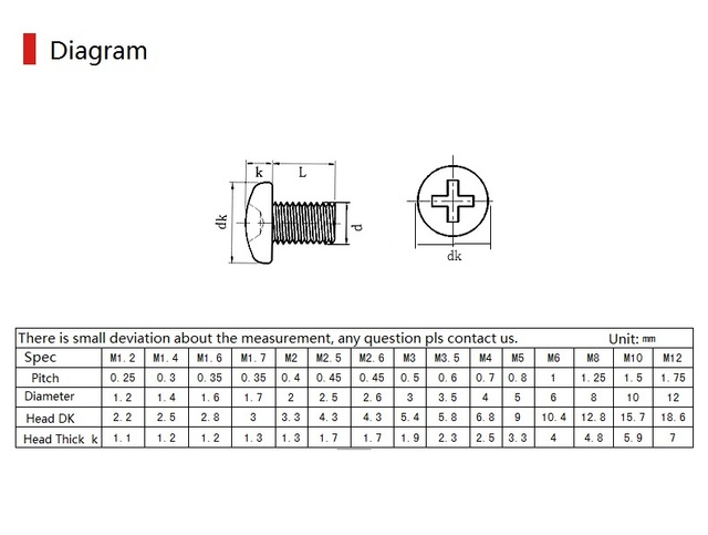 Śruba krzyżyk ze stali nierdzewnej 304, M2 x 3-60mm, łeb okrągły i płaski - Wianko - 3