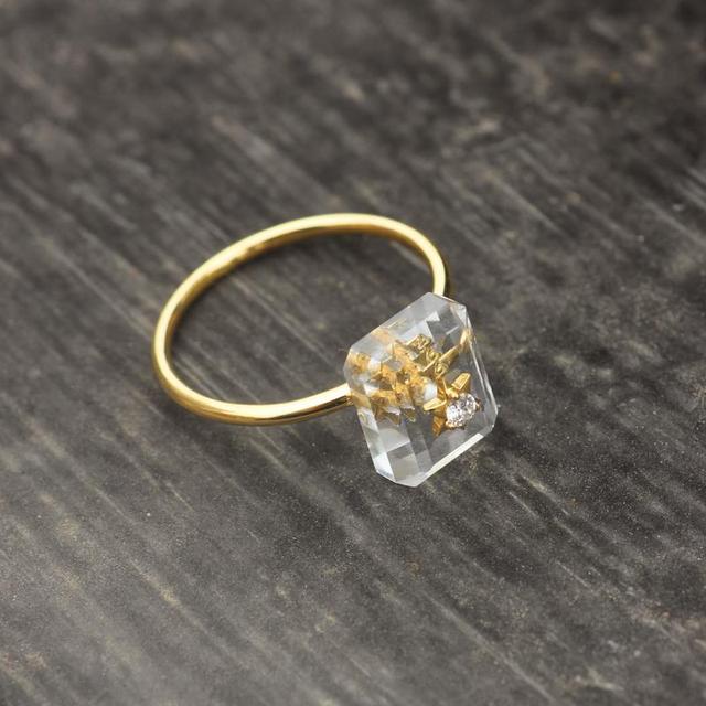 Retro srebrny pierścionek z diamentem - prostokątny, regulowany, elegancki - Wianko - 4