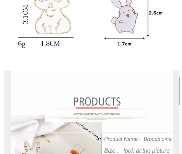Sliczne broszki królik w dwóch stylach z wysokiej jakości emalii - biżuteria dla kobiet i dzieci - Wianko - 11