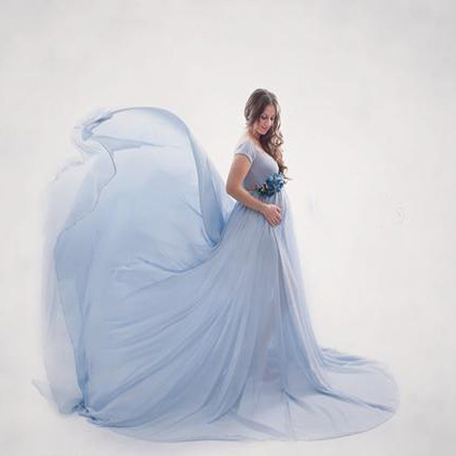Elegancka, bezramienna sukienka ciążowa z dekoltem Sexy V - fotografia ciążowa, imprezowa sukienka ciążowa Maxi - Wianko - 19