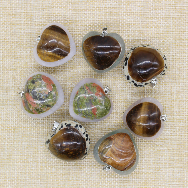 Wisiorki zielony awenturyn w kształcie serca, z naturalnego kamienia, nakrapiane i opalizujące, do wyrobu biżuterii DIY necklace - Wianko - 6