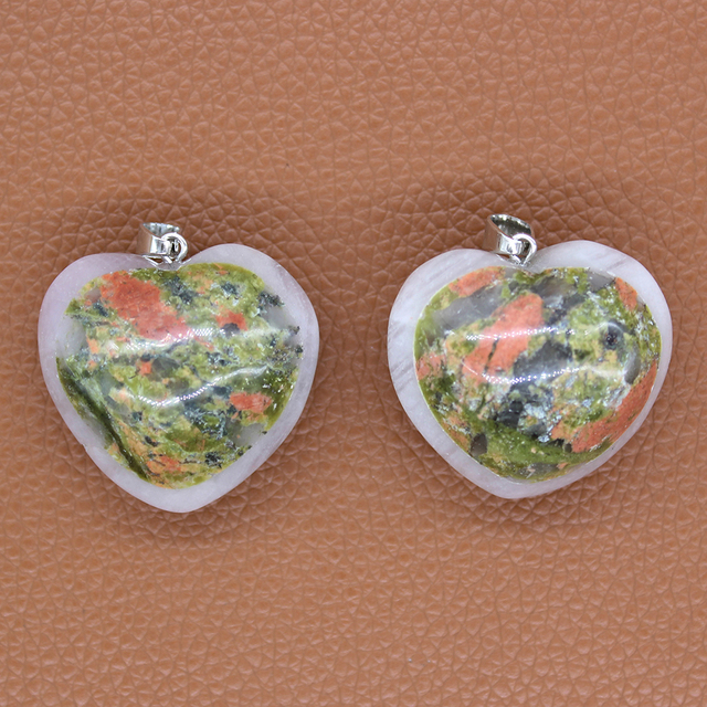 Wisiorki zielony awenturyn w kształcie serca, z naturalnego kamienia, nakrapiane i opalizujące, do wyrobu biżuterii DIY necklace - Wianko - 7