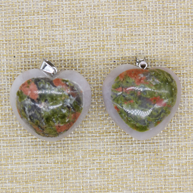 Wisiorki zielony awenturyn w kształcie serca, z naturalnego kamienia, nakrapiane i opalizujące, do wyrobu biżuterii DIY necklace - Wianko - 2