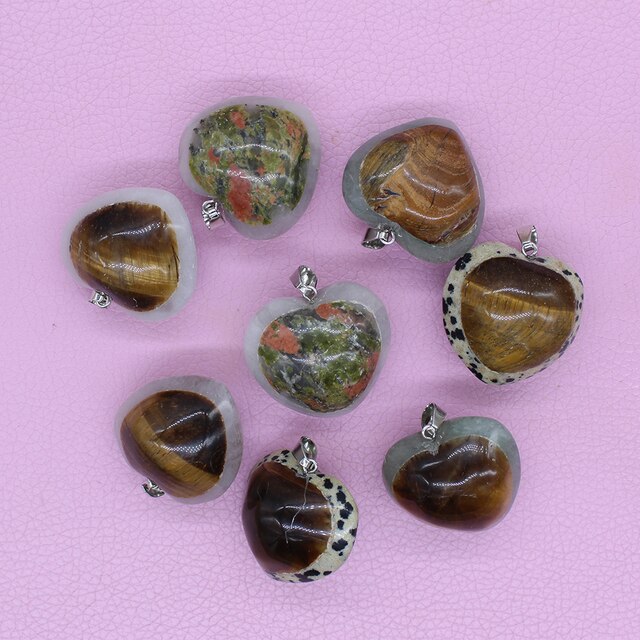 Wisiorki zielony awenturyn w kształcie serca, z naturalnego kamienia, nakrapiane i opalizujące, do wyrobu biżuterii DIY necklace - Wianko - 8