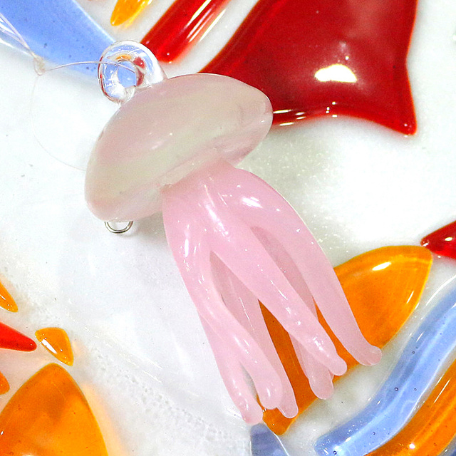 Różowe meduzy wisiorek - szklane zwierzęce figurki do dekoracji akwarium - Wianko - 1