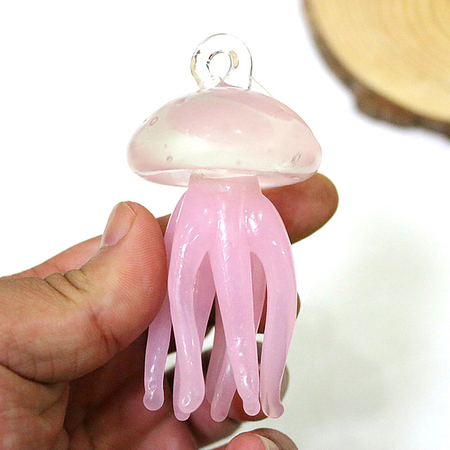 Różowe meduzy wisiorek - szklane zwierzęce figurki do dekoracji akwarium - Wianko - 3