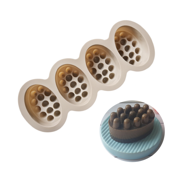 4 wnęki silikonowe formy do tworzenia owalnych mydeł z terapeutycznym masażem DIY Spa - Wianko - 5