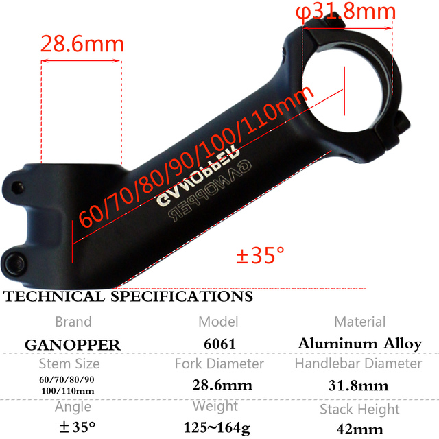 Mostek rowerowy MTB Riser 31.8mm 60/70/80/90/100/110mm z uchwytem Shim - 25-35 stopni kierownica rowerowa górska - Wianko - 3
