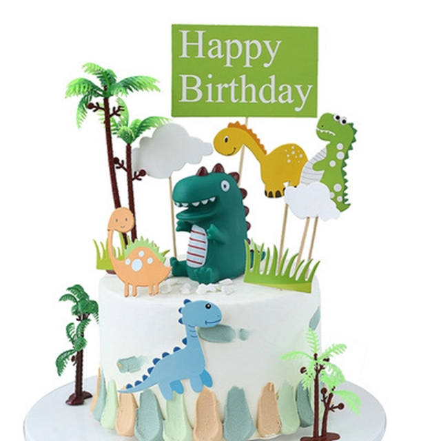 Dekoracja Dinozaur na Tort Urodzinowy Tematyczna Impreza Dżungla Safari 1. Urodziny Chłopca - Wianko - 1