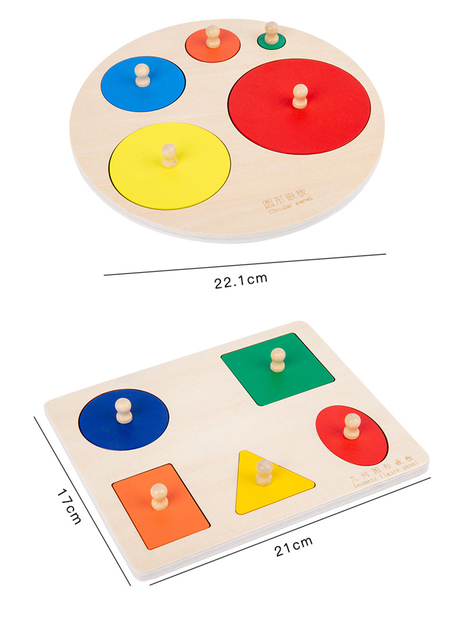 Drewniana deska w kształcie puzzli Montessori do nauki kolorów, rozmiaru i sortowania dla dzieci - Wianko - 8