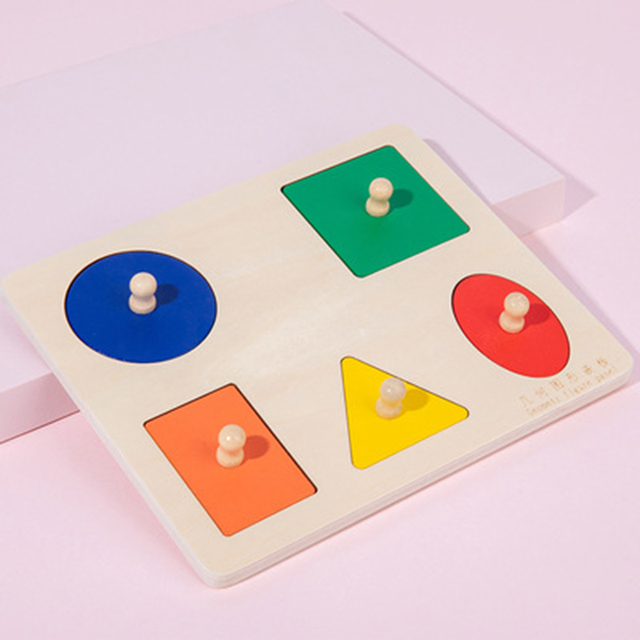 Drewniana deska w kształcie puzzli Montessori do nauki kolorów, rozmiaru i sortowania dla dzieci - Wianko - 2