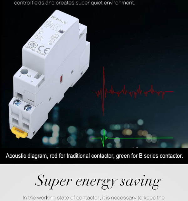 Stycznik modułowy 220V/230V AC na szynę DIN, 24V NC, 2NO/2NC lub 1NO/1NC DC, magnetyczny i inteligentny - gospodarstwo domowe - Wianko - 3