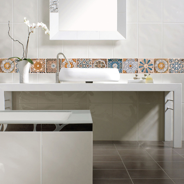 Naklejki ścienne Hiszpański styl Retro matowe płytki antypoślizgowe do podłogi i ściany, kuchnia/pulpit/łazienka, wzór artystyczny, naklejki na ścianę - Wianko - 6