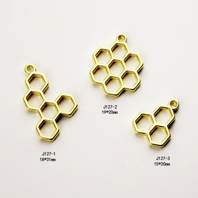 Hollow Bee Honeycomb - 10 sztuk/partia - Wielokątne UV Biżuteria DIY - Charms, Wisiorki, Akcesoria Materiał - Wianko - 2