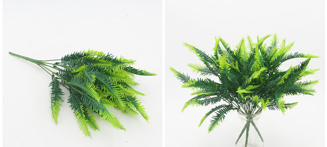 YO CHO Sztuczna roślina 7 widelców plastikowych Milan trawa z liści - dekoracja do domu i ogrodu - Wianko - 19