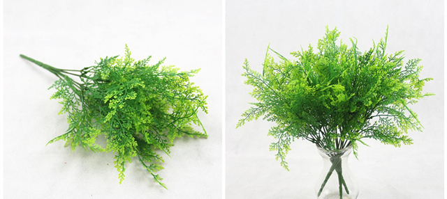 YO CHO Sztuczna roślina 7 widelców plastikowych Milan trawa z liści - dekoracja do domu i ogrodu - Wianko - 13