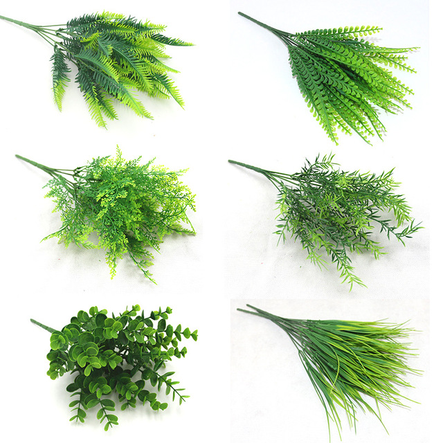 YO CHO Sztuczna roślina 7 widelców plastikowych Milan trawa z liści - dekoracja do domu i ogrodu - Wianko - 1