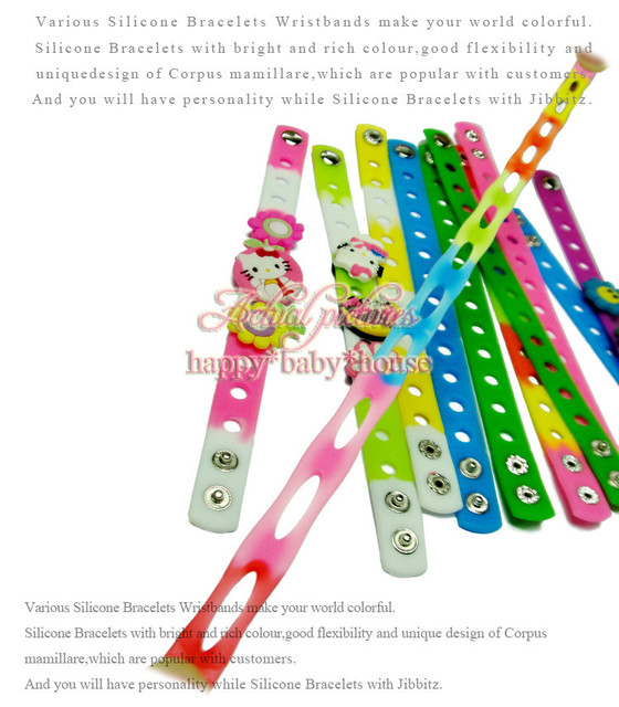 Miękkie silikonowe opaski na rękę 17 kolorów, 50 sztuk, 18CM, dla charmy butów i bransoletek, prezenty dla dzieci - Wianko - 4