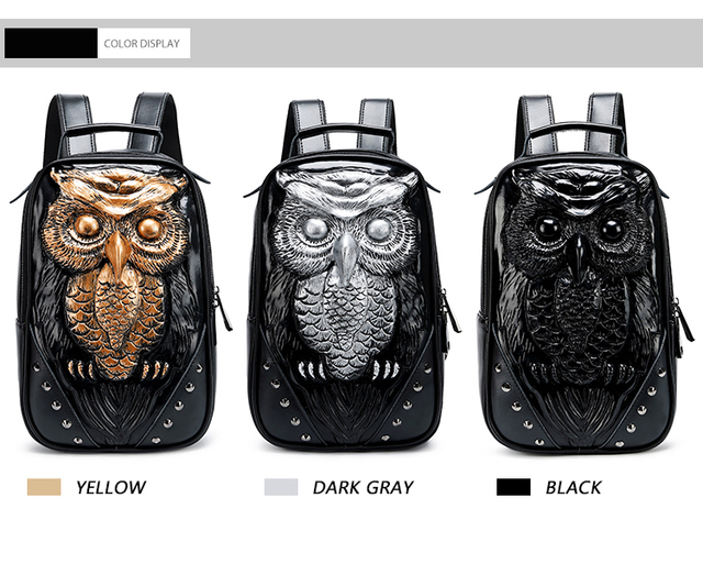 Fajny plecak DIOMO 3D sowa dla kobiet - wysoka jakość, kolor czarny - Wianko - 4