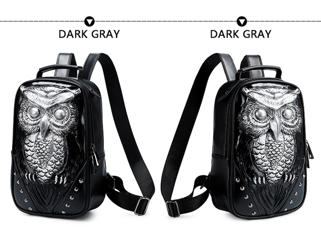 Fajny plecak DIOMO 3D sowa dla kobiet - wysoka jakość, kolor czarny - Wianko - 15