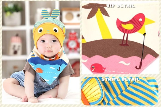 Dziergana czapka dziecięca z zestawem śliniaczków dla dzieci od 5 do 24 miesięcy - wzór ryby - Wianko - 7