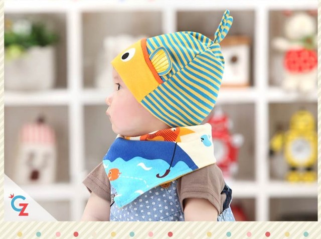 Dziergana czapka dziecięca z zestawem śliniaczków dla dzieci od 5 do 24 miesięcy - wzór ryby - Wianko - 8
