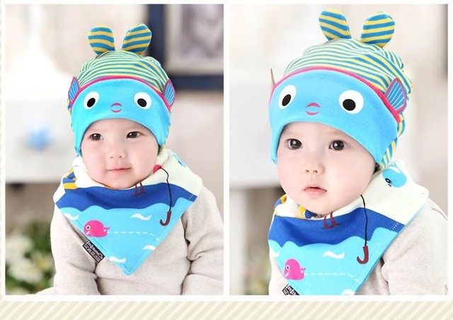 Dziergana czapka dziecięca z zestawem śliniaczków dla dzieci od 5 do 24 miesięcy - wzór ryby - Wianko - 3