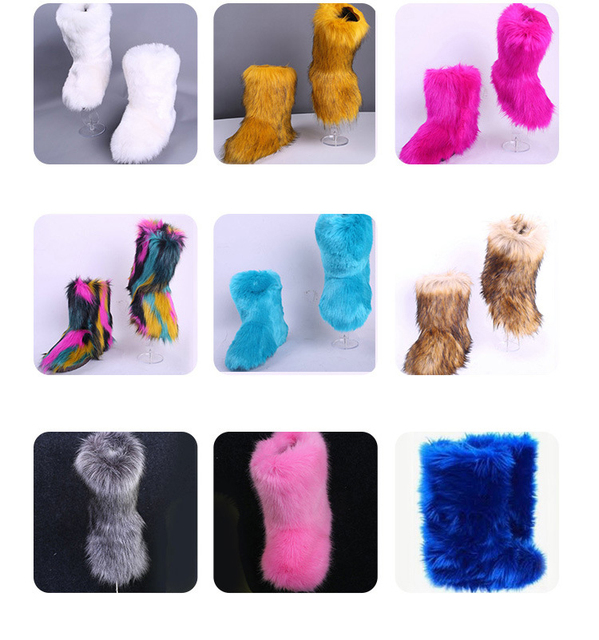 Dziecięce futrzane śniegowe buty zimowe - puszyste, pluszowe, aksamitne, ciepłe - Wianko - 12