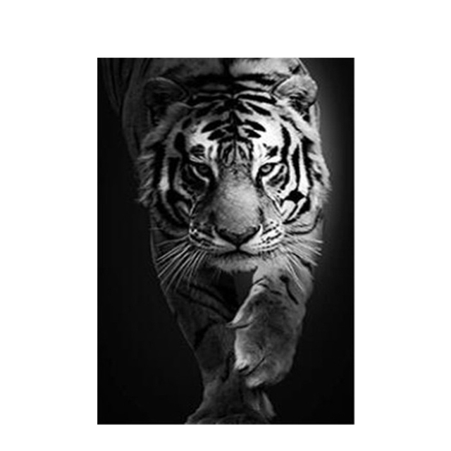 Diamentowa mozaika czarno-biała - sztuka zwierzęca - obraz diamentowy - tygrys - Wianko - 4