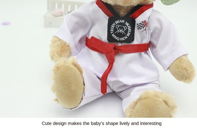 Poduszka do spania Taekwondo niedźwiedź - Pluszowa zabawka dla dzieci, miękka kreskówkowa lalka zwierzęca. Świąteczny prezent urodzinowy - Wianko - 14