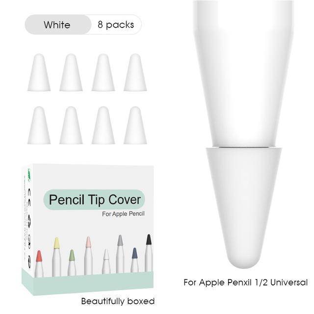 8 sztuk wymiennych silikonowych końcówek do Apple ołówka ekran dotykowy - długopis stylus - stalówka ochronna - skórzana obudowa - Apple ołówek 1 2 - Wianko - 2