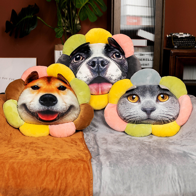 Pluszowa poduszka z kocim wzorem - Cartoon słonecznik Husky Akita - zabawka kreatywna dla chłopców - Wianko - 3