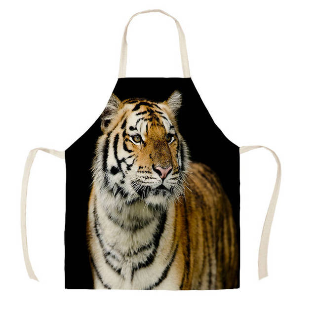 Fartuch kuchenny z nadrukiem geparda i tygrysa - dla rodziców i dzieci, bez rękawów, z bawełnianą podszewką - Wianko - 5