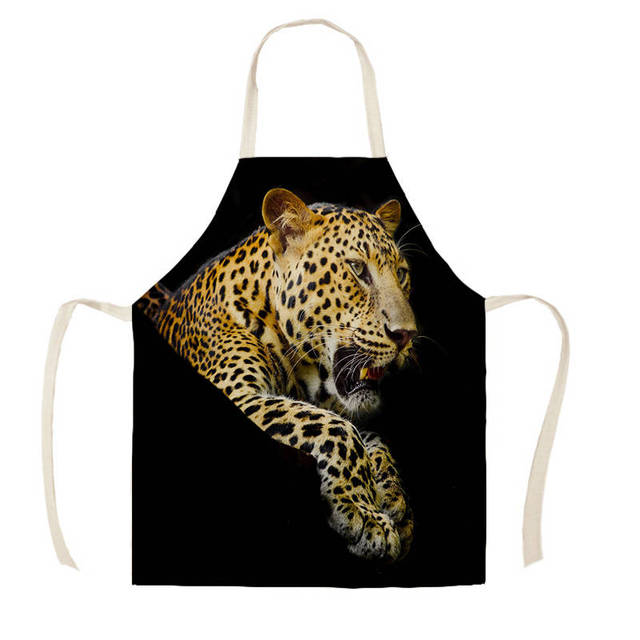 Fartuch kuchenny z nadrukiem geparda i tygrysa - dla rodziców i dzieci, bez rękawów, z bawełnianą podszewką - Wianko - 7