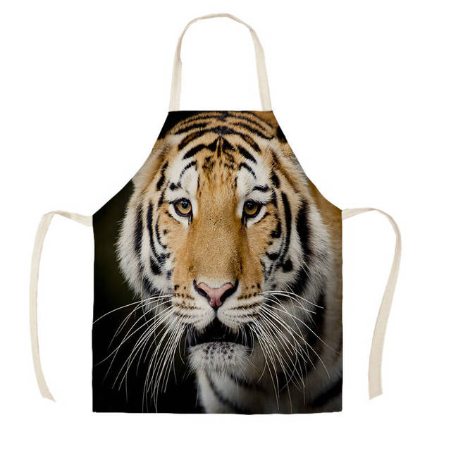 Fartuch kuchenny z nadrukiem geparda i tygrysa - dla rodziców i dzieci, bez rękawów, z bawełnianą podszewką - Wianko - 3