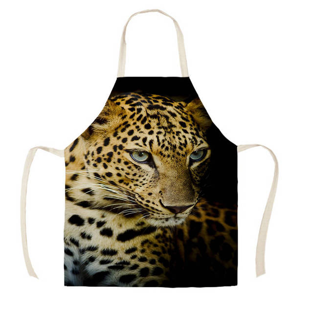 Fartuch kuchenny z nadrukiem geparda i tygrysa - dla rodziców i dzieci, bez rękawów, z bawełnianą podszewką - Wianko - 8