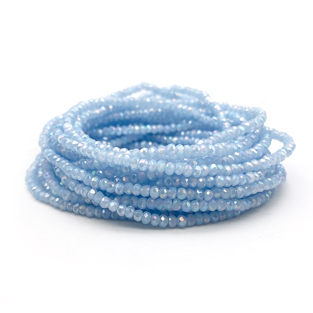 Ręcznie robione, szlifowane, niebieskie platerowane koraliki czeskie, 1mm, o okrągłym kształcie, idealne do biżuterii - Wianko - 1