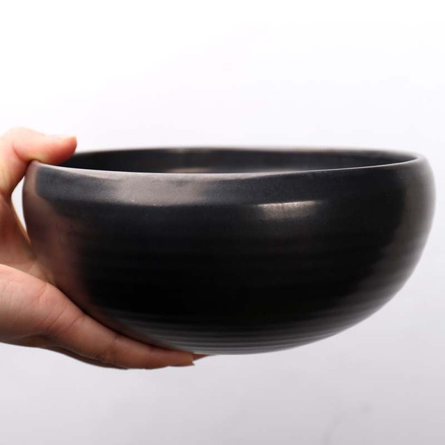 Miska na zupę i makaron FANCITY chińskiego stylu, ceramiczna, czarna, francuskie zastawy stołowe, osobowość domowa - Wianko - 5
