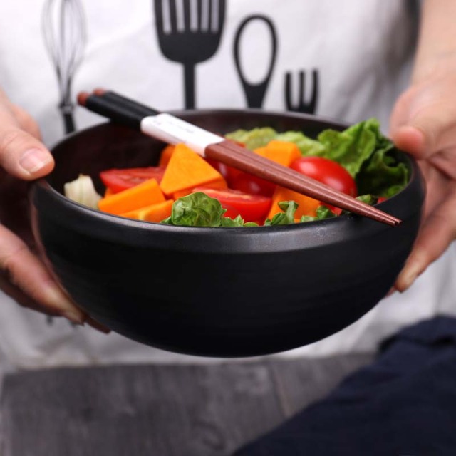 Miska na zupę i makaron FANCITY chińskiego stylu, ceramiczna, czarna, francuskie zastawy stołowe, osobowość domowa - Wianko - 2